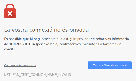 Captura d'avís de google chrome